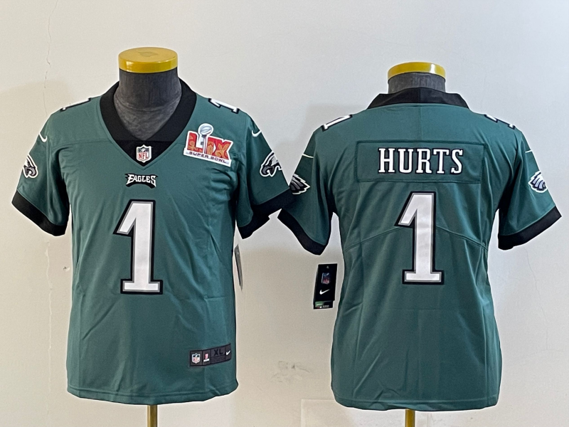 Youth 2025 Philadelphia Eagles #1 Hurts green Nike NFL jersey style 23d